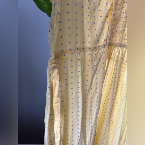 April Cornell Yellow Polka Dot Long Prairie Dress Rayon Cottagecore Homestead - Picture 7 of 7